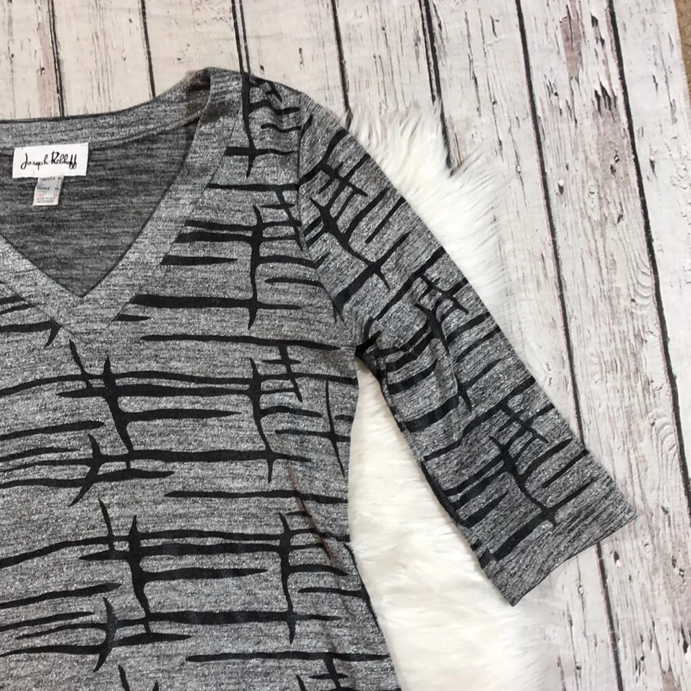 Joseph Ribkoff Shimmer Geometric Asymmetrical Top - Picture 9 of 11